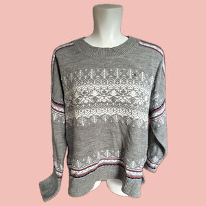 Tommy Hilfiger – Grey Fair Isle Knit Sweater (Size L)